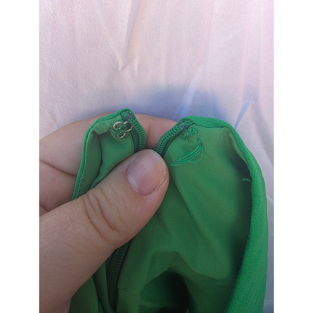 Green One Shoulder Cutout Mini Dress with Side Tie Wrap Skirt - Picture 8 of 10